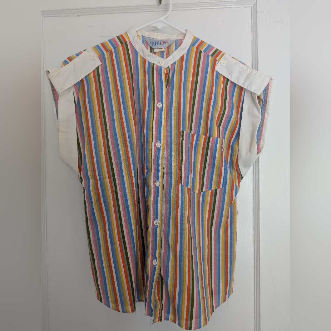 Vintage 1970s Miss Usa Jcpenney Striped Blouse